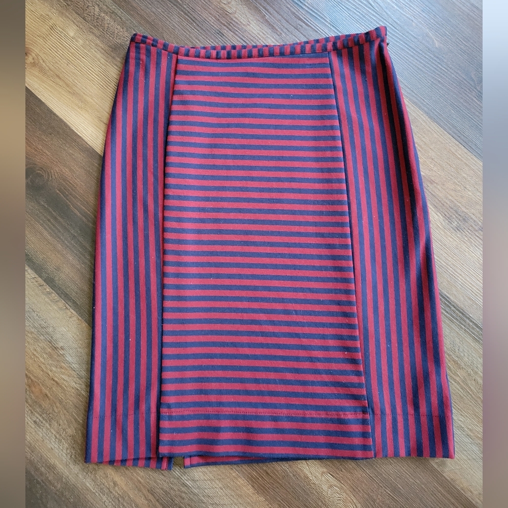 Merona Red and Blue Ribbed Midi Pencil Skirt